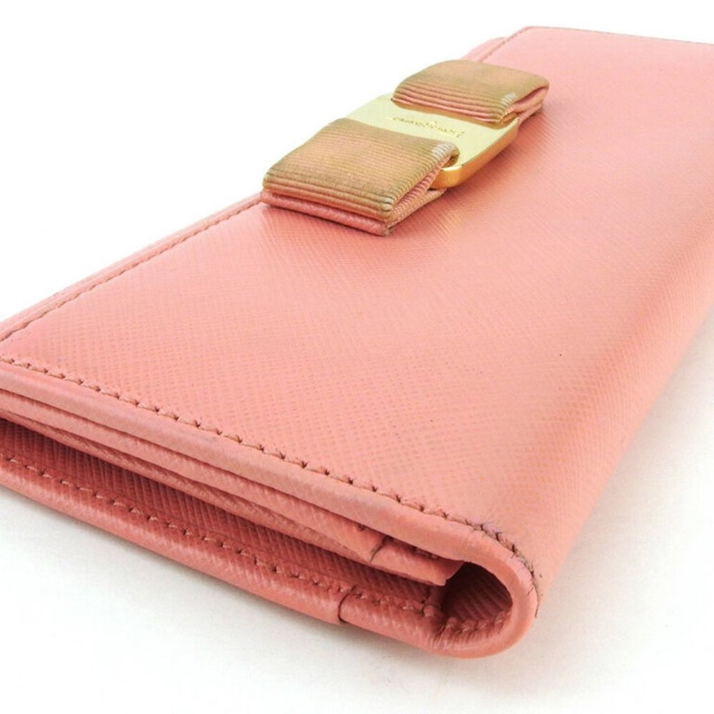 Authentic Salvatore Ferragamo Purse Vala ribbon pink leather  USED - Picture 3 of 8